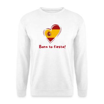 Spanien Herz Flagge Born to Fiesta - Unisex Pullover - Weiß - Vorne