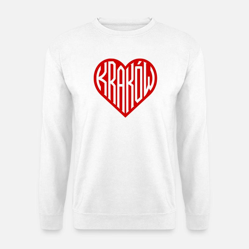 Krakow Herz Typografie - Unisex Pullover - Weiß