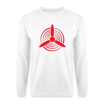 Roter Propeller - Unisex Pullover - Weiß - Vorne - Alina (178cm) & Michal (187cm)