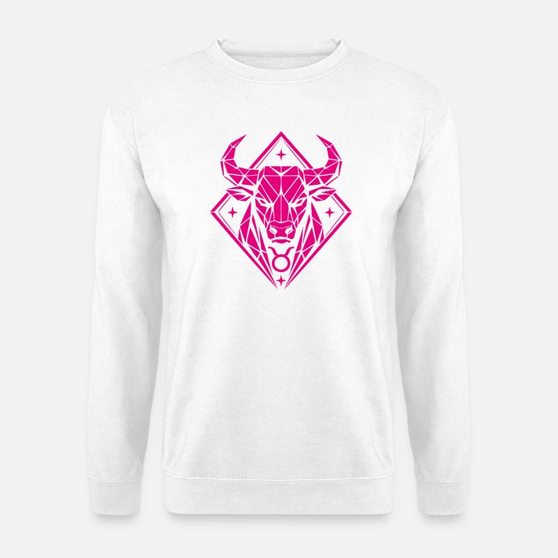 Geometric Bull – Stärke pur - Sternzeichen Stier - Unisex Pullover - Weiß