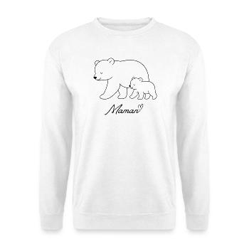 Maman Ourse Ourson Fête des Mères - Sweat-shirt Unisexe - blanc - Devant