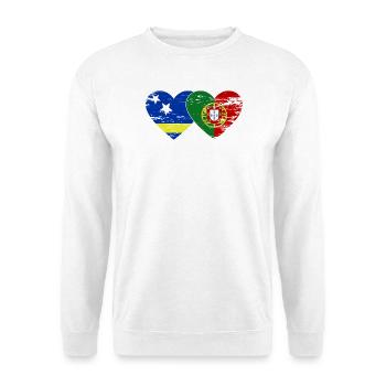 Curaçao_Portugal_Flagge_Herz_used - Unisex Sweatshirt - white - Front