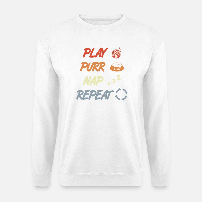 Play Purr Sleep Repeat - Unisex Sweatshirt - white