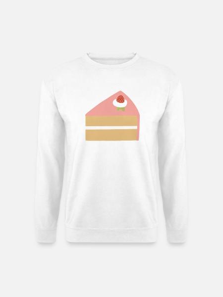Rosa Erdbeerkuchen-Scheibe Illustration - Unisex Pullover - Weiß