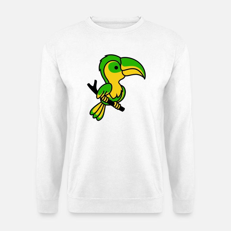 Neon-Tukan in Grün-Gelb - Unisex Pullover - Weiß