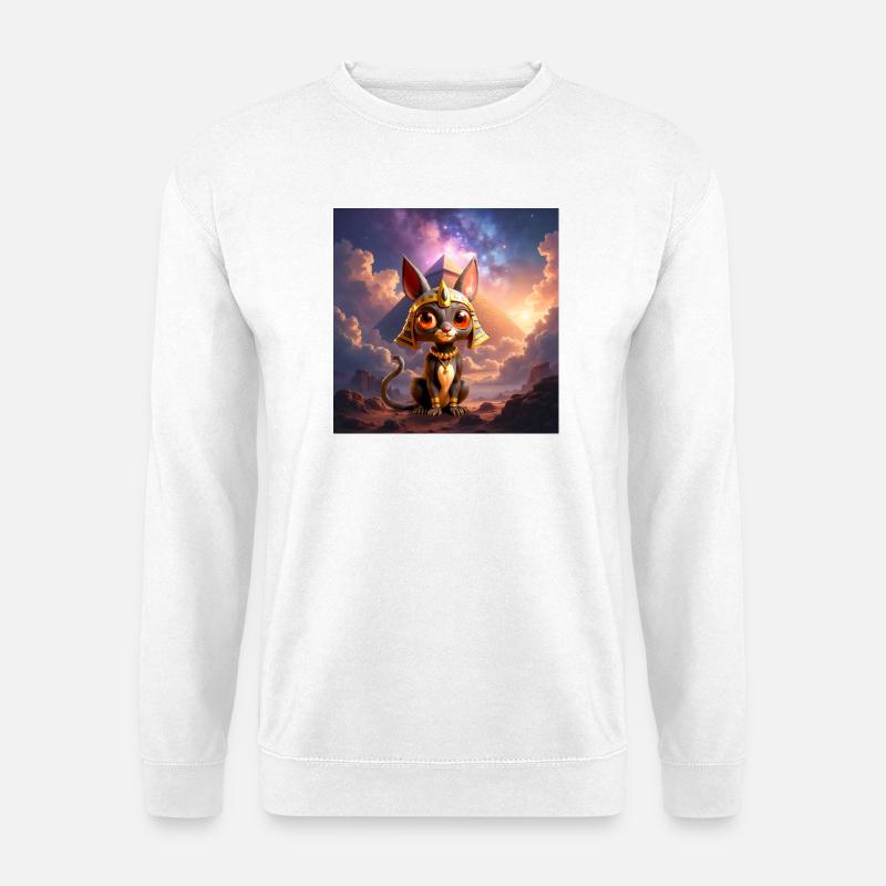 Pharao-Katze vor der Pyramide - Unisex Pullover - Weiß