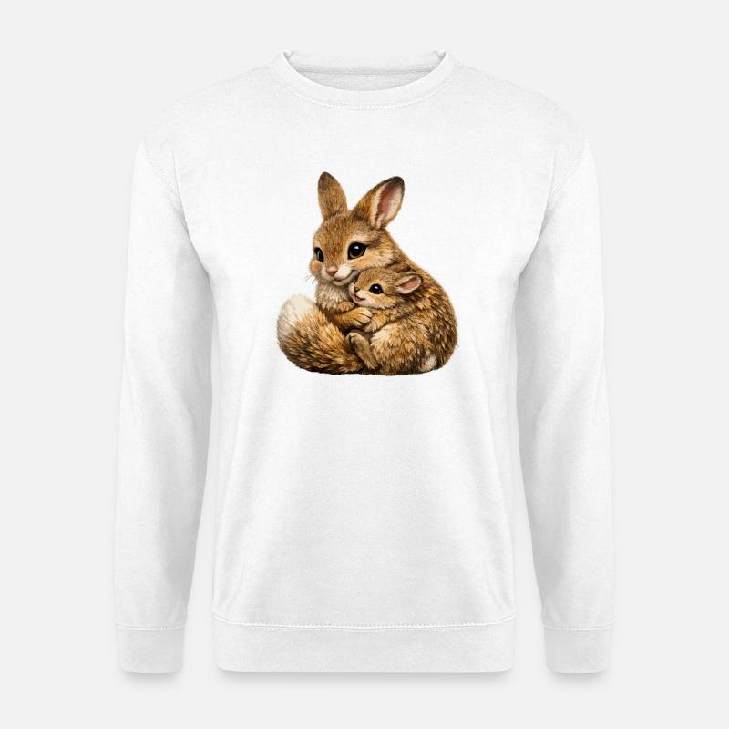 Hase umarmt Mutter und Junges - Unisex Pullover - Weiß