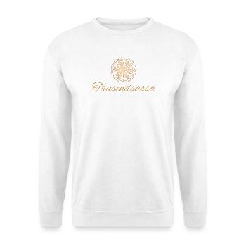 Tausendsassa - Wortschätze - vergessene Wörter - Unisex Pullover - Weiß - Vorne - Alina (178cm) & Michal (187cm)