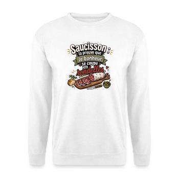 Saucisson bonheur en rondelles - Sweat-shirt Unisexe - blanc - Devant