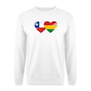 Chile Bolivia flag heart used - Unisex Sweatshirt - white - Front