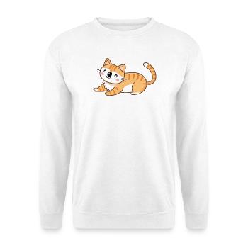 Orangefarbenes Kätzchen in entspannter Pose - Unisex Pullover - Weiß - Vorne