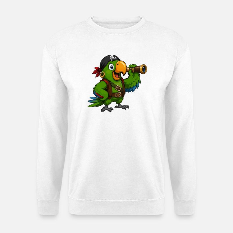 Pirate bird with spotting scope - Unisex Sweatshirt - white