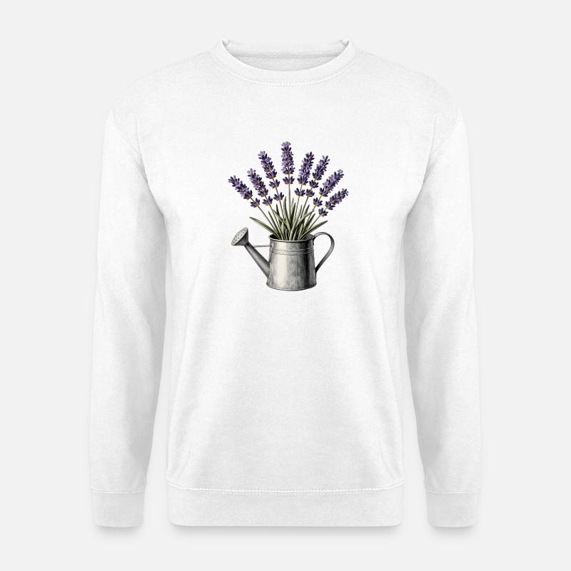 Lavender in a watering can - Unisex Sweatshirt - white