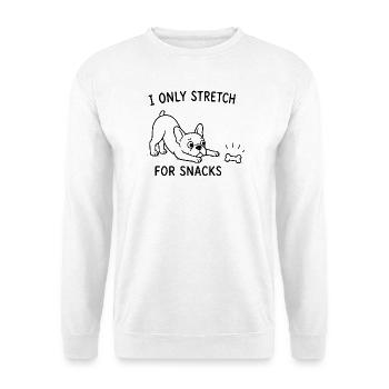 Je ne m’étire que pour les snacks Lustiger Hunde Spruch - Sweat-shirt Unisexe - blanc - Devant
