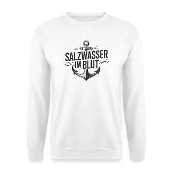 Salzwasser im Blut: Anker-Logo - Unisex Pullover - Weiß - Vorne
