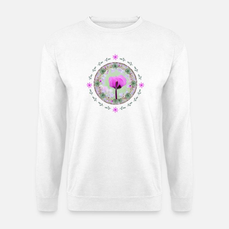 Pinkes Blütenmotiv rosa Blumenmuster - Unisex Pullover - Weiß
