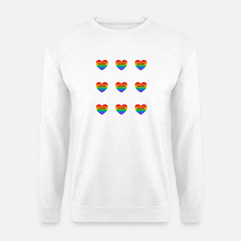 Queer Rainbow Hearts Pattern - Unisex Sweatshirt - white
