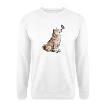 Chien Akita Inu avec motif papillon - Sweat-shirt Unisexe - blanc - Devant