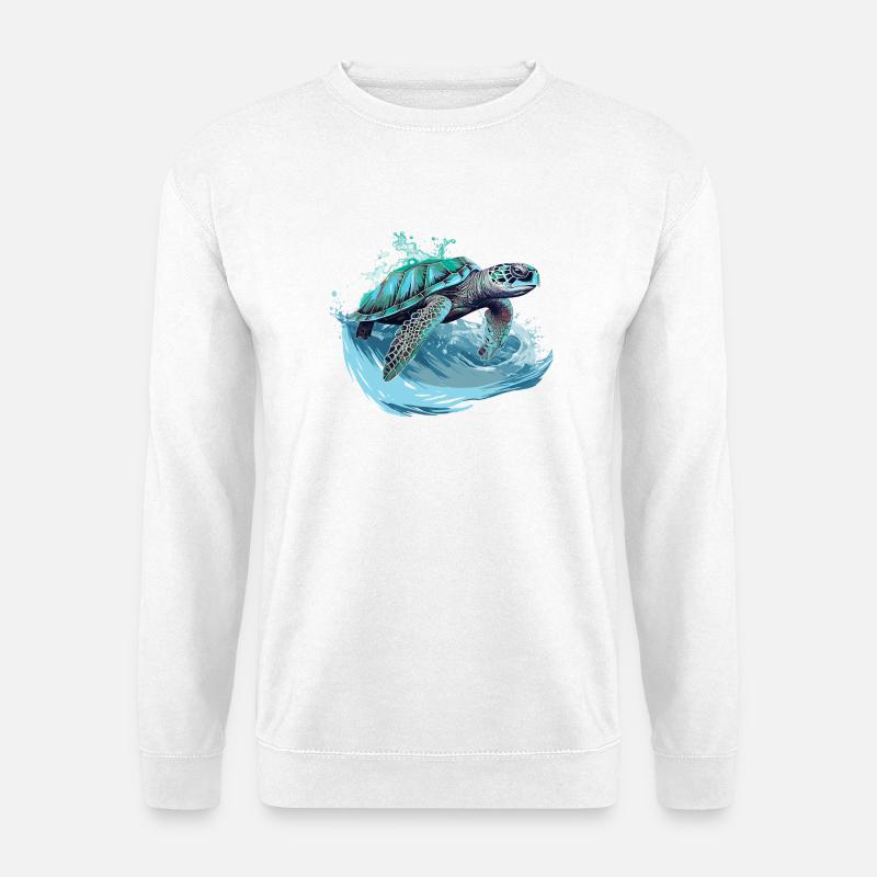 Neon Sea Turtle Wave Dance - Unisex Sweatshirt - white