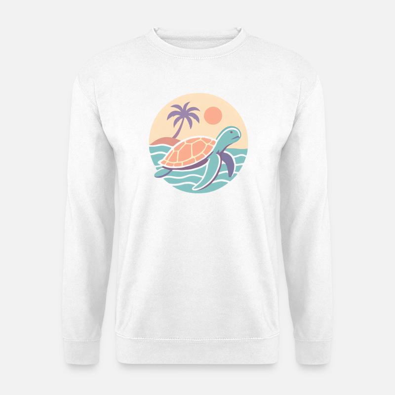 Retro turtle on the beach - Unisex Sweatshirt - white
