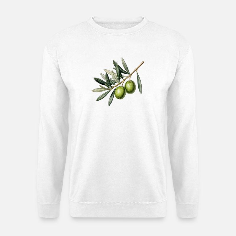 Botanical olive branch - Unisex Sweatshirt - white