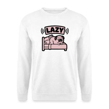 Lit de chien carlin paresseux introverti - Sweat-shirt Unisexe - blanc - Devant