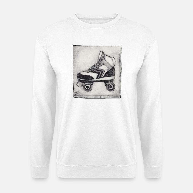 Retro Roller Skate - Hand Carved Printable - Unisex Sweatshirt - white