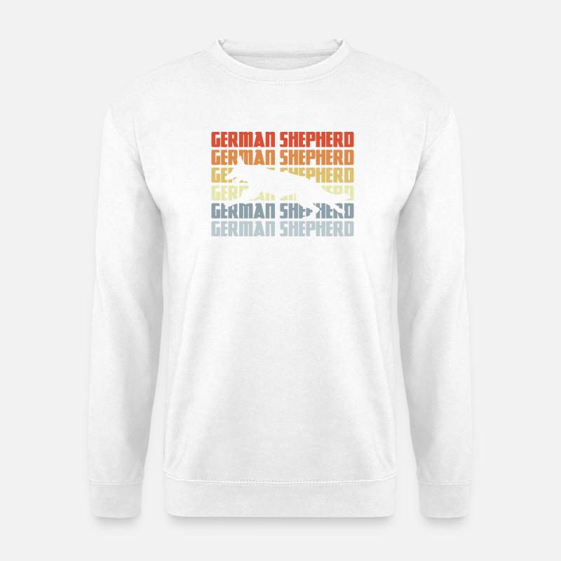 Deutscher Schäferhund Silhouette Retro - Unisex Pullover - Weiß