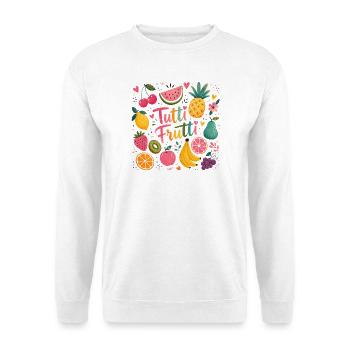 Tutti Frutti Farbexplosion - Unisex Pullover - Weiß - Vorne - Alina (178cm) & Michal (187cm)
