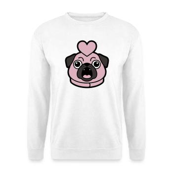 Mops Hund Herz Liebe Bellen - Unisex Pullover - Weiß - Vorne