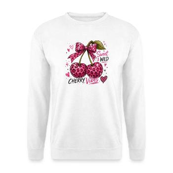Douces ambiances cerises, cerises léopard, - Sweat-shirt Unisexe - blanc - Devant