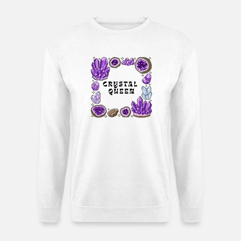 Amnetyst Kristallgeode Kreis - Unisex Pullover - Weiß