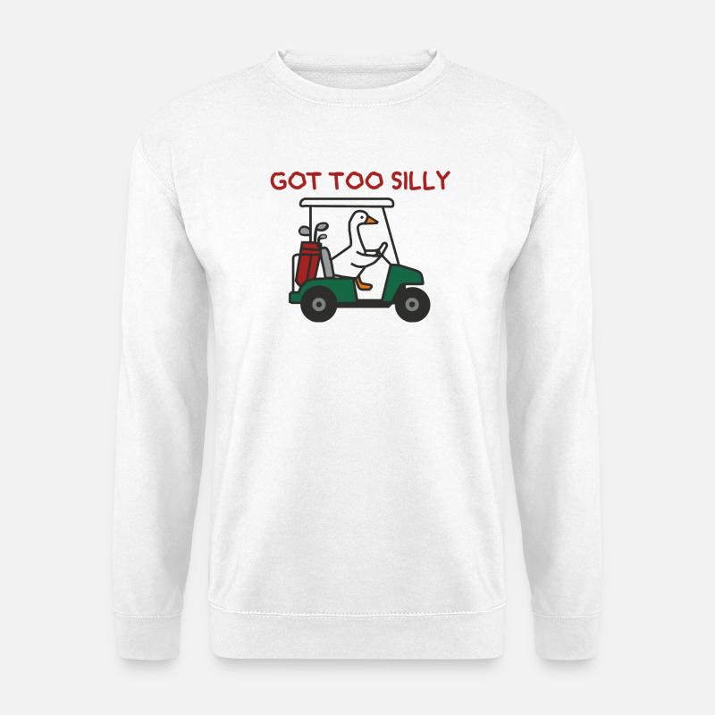 Gans im Golfwagen – Zu albern - Unisex Pullover - Weiß