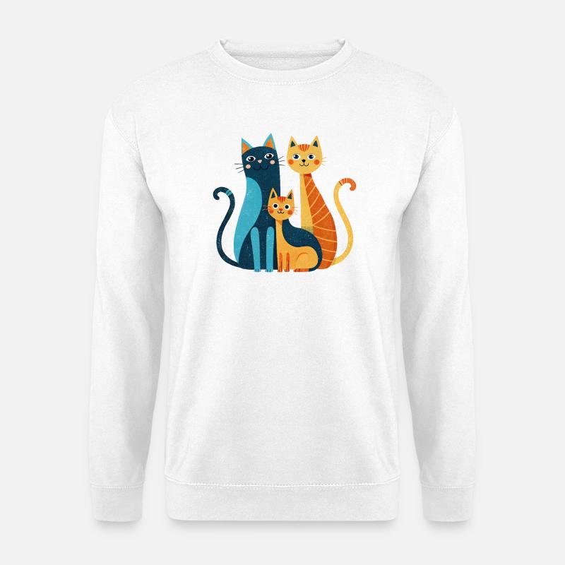 Bright Cat Trio: Modern Whimsy - Unisex Sweatshirt - white
