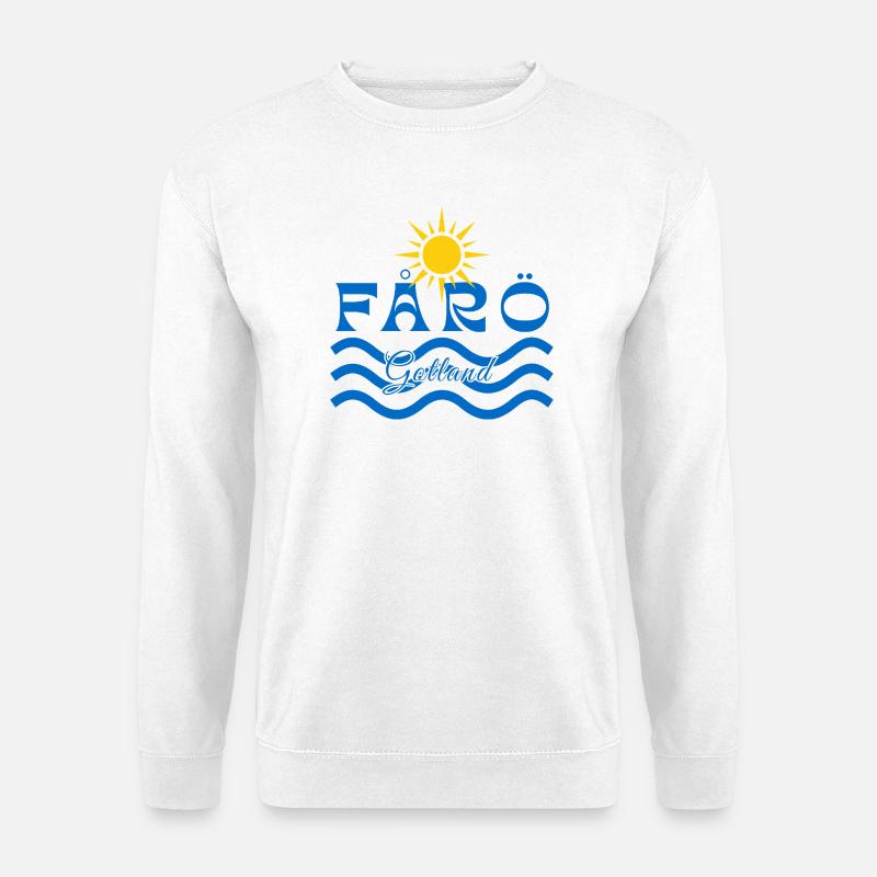 Fårö Gotland-Sonne und Wellen - Unisex Pullover - Weiß