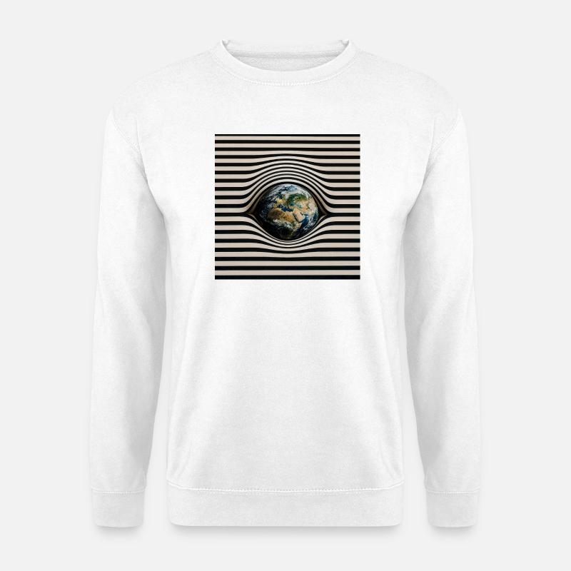 Erde im optischen Wellenmuster - Unisex Pullover - Weiß