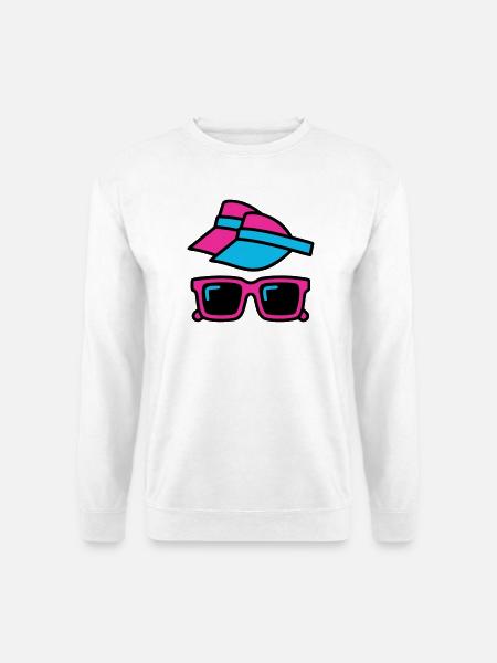 80er Sonnenblende Brille Set - Unisex Pullover - Weiß