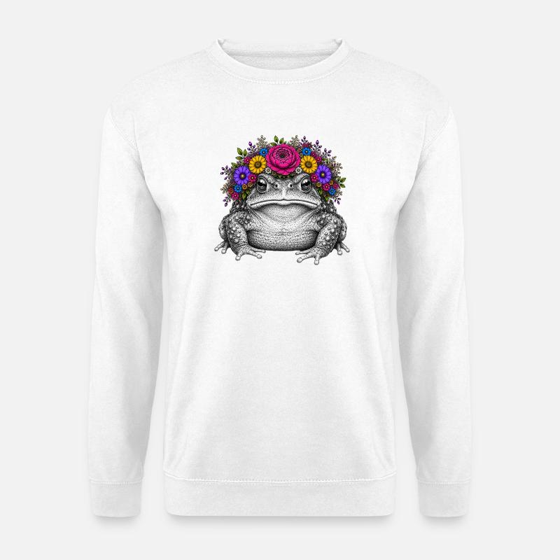 Kröte mit Blumenkrone - Unisex Pullover - Weiß