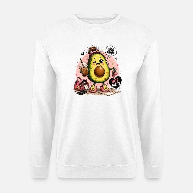 Kawaii Avocado Hot Mess - Unisex Pullover - Weiß