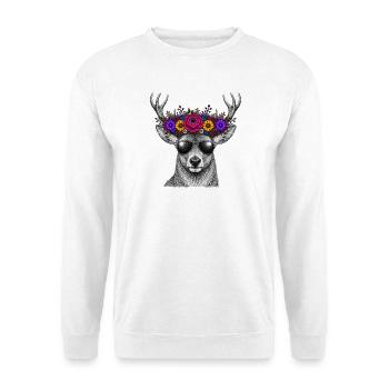 Deer with flower crown and sunglasses - Unisex Sweatshirt - white - Front