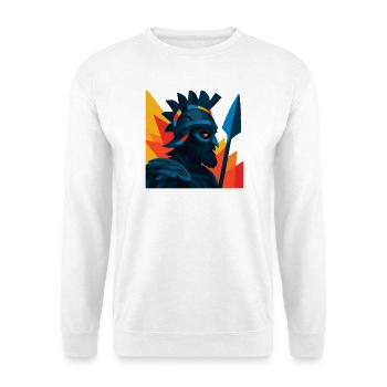 Griechisch-spartanischer Krieger - Unisex Pullover - Weiß - Vorne - Alina (178cm) & Michal (187cm)