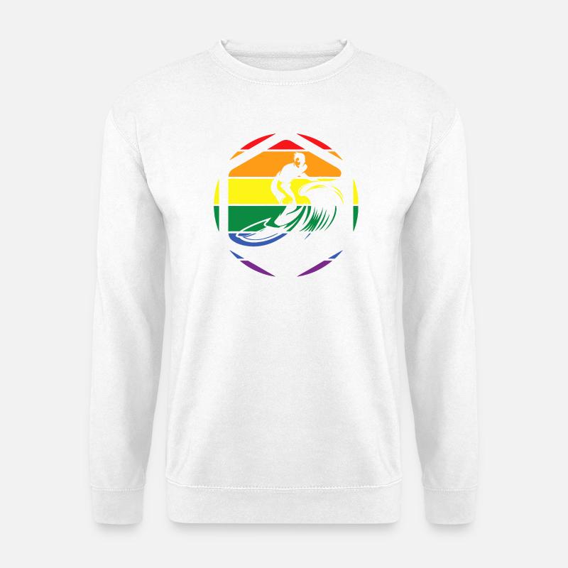 Rainbow Wave Surfer Circle - Unisex Sweatshirt - white