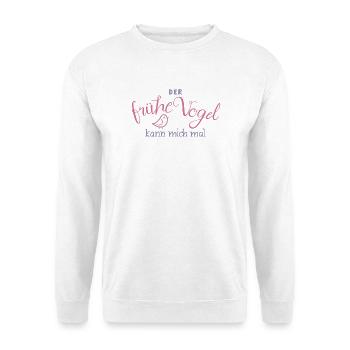 Der frühe Vogel kann mich mal - Unisex Pullover - Weiß - Vorne - Alina (178cm) & Michal (187cm)