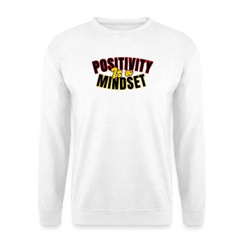 Positivität: Einstellung - Unisex Pullover - Weiß - Vorne - Alina (178cm) & Michal (187cm)