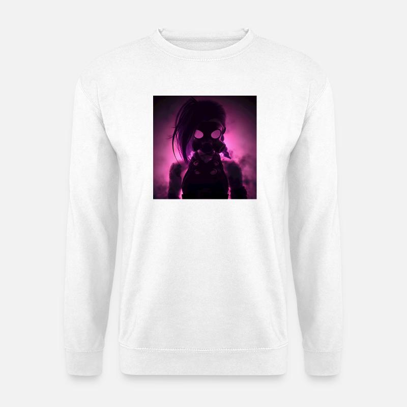 Neon-Gasmaske im Nachtlicht - Unisex Pullover - Weiß