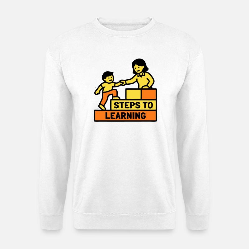 Steps to Learning Schule Logo - Unisex Pullover - Weiß