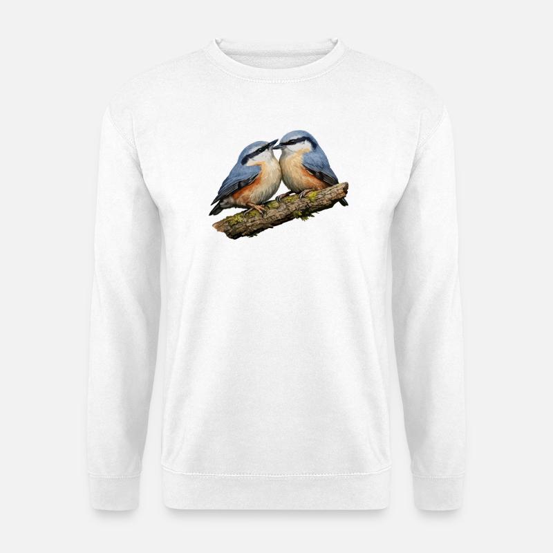 Deux sittelles sur la branche - Sweat-shirt Unisexe - blanc