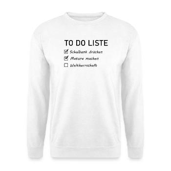 Matura Spruch  - Unisex Pullover - Weiß - Vorne - Alina (178cm) & Michal (187cm)