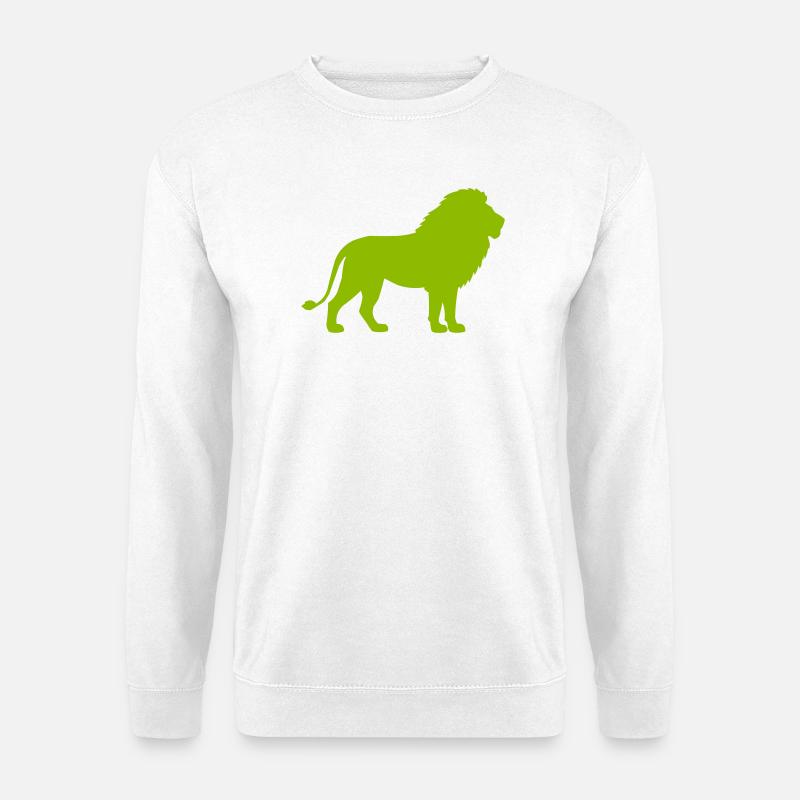 Silhouette de Lion Vert Néon - Sweat-shirt Unisexe - blanc