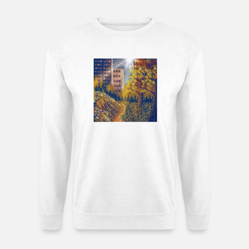 Herbstroute zwischen Stadt und Park - Unisex Pullover - Weiß